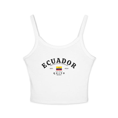 Red tank top with Ecuador typography, flag, Quito, and República del Ecuador design