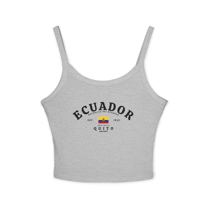 Red tank top with Ecuador typography, flag, Quito, and República del Ecuador design