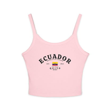 Red tank top with Ecuador typography, flag, Quito, and República del Ecuador design