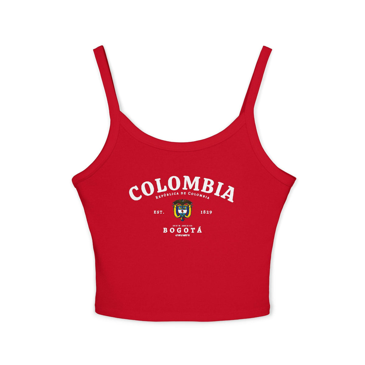 Light blue tank top with vintage Colombia Bogotá República de Colombia coat of arms design