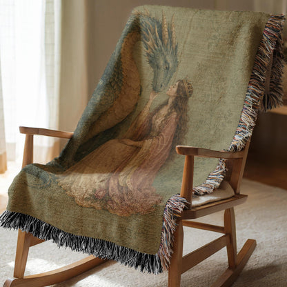 Dragon and Maiden Woven Blanket