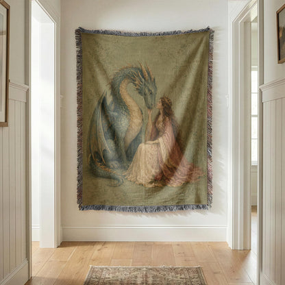 Dragon and Maiden Woven Blanket