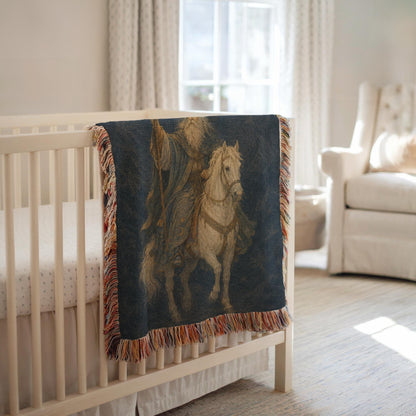 Wizard on White Horse Woven Blanket