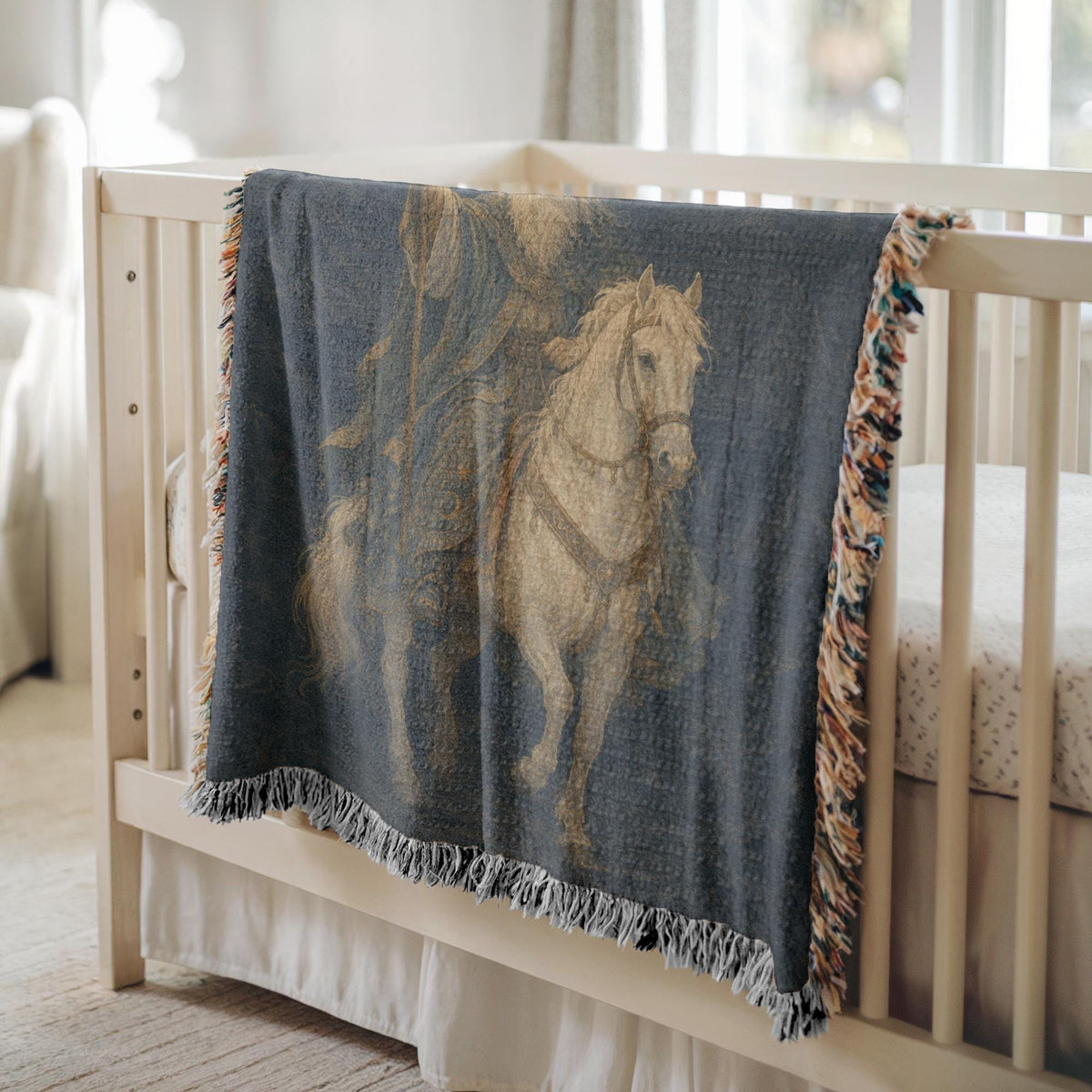 Wizard on White Horse Woven Blanket