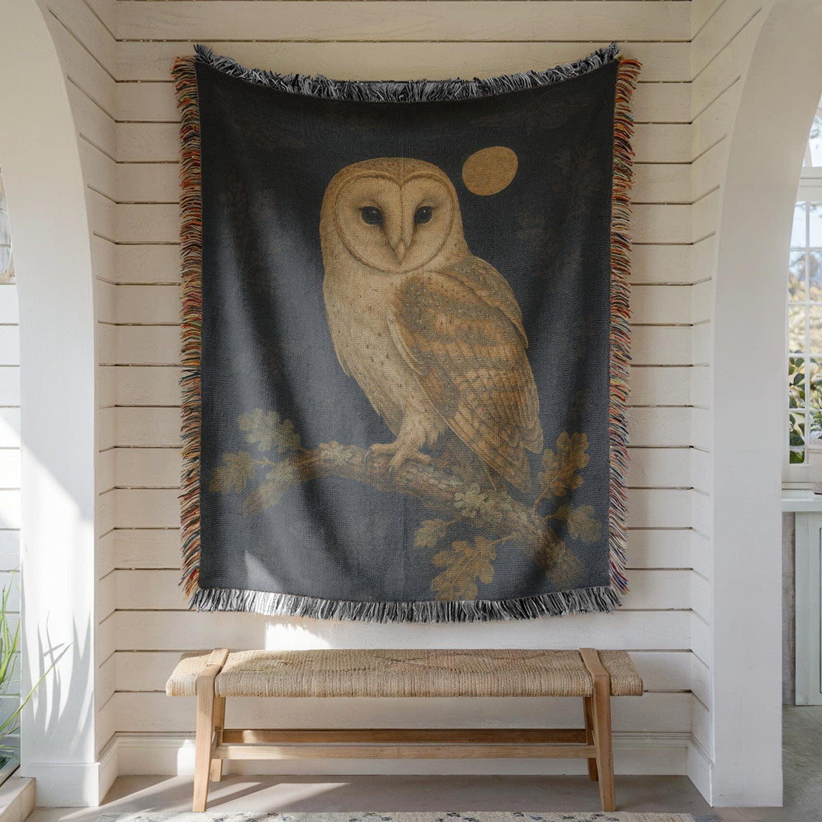 Barn Owl Woven Blanket