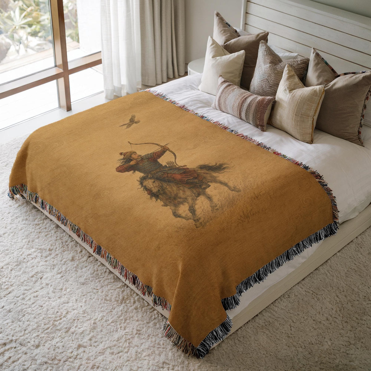 Mongolian Archer Woven Blanket