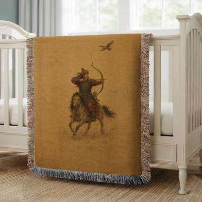 Mongolian Archer Woven Blanket