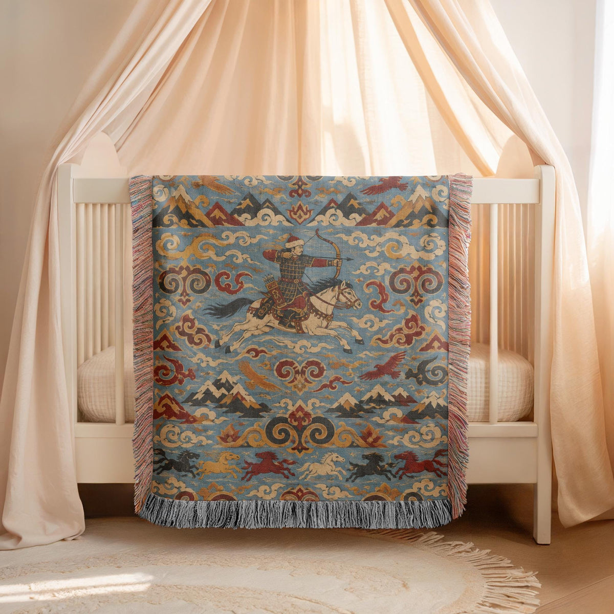 Mongolian Archer Woven Blanket