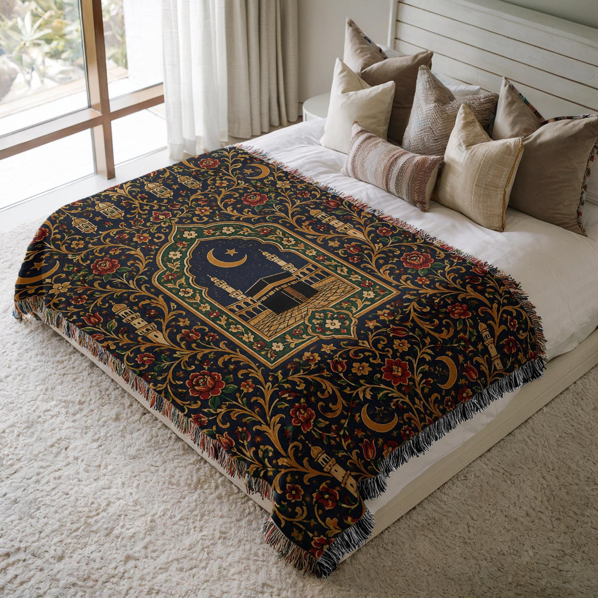 Kaaba Islamic Woven Blanket