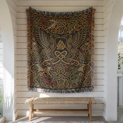 Odin Ravens Woven Blanket