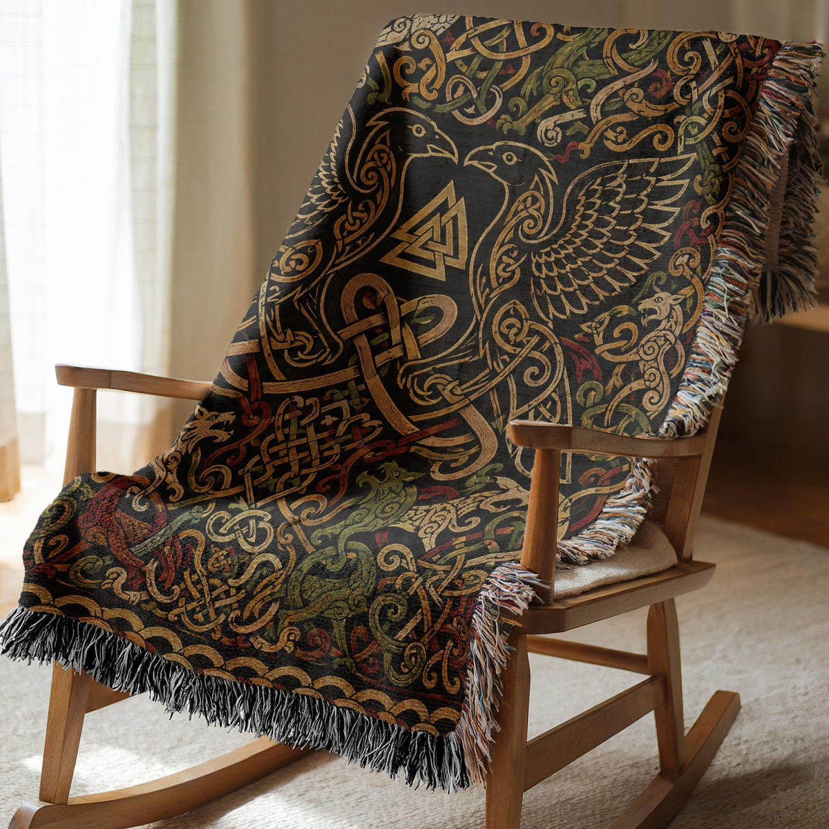 Odin Ravens Woven Blanket