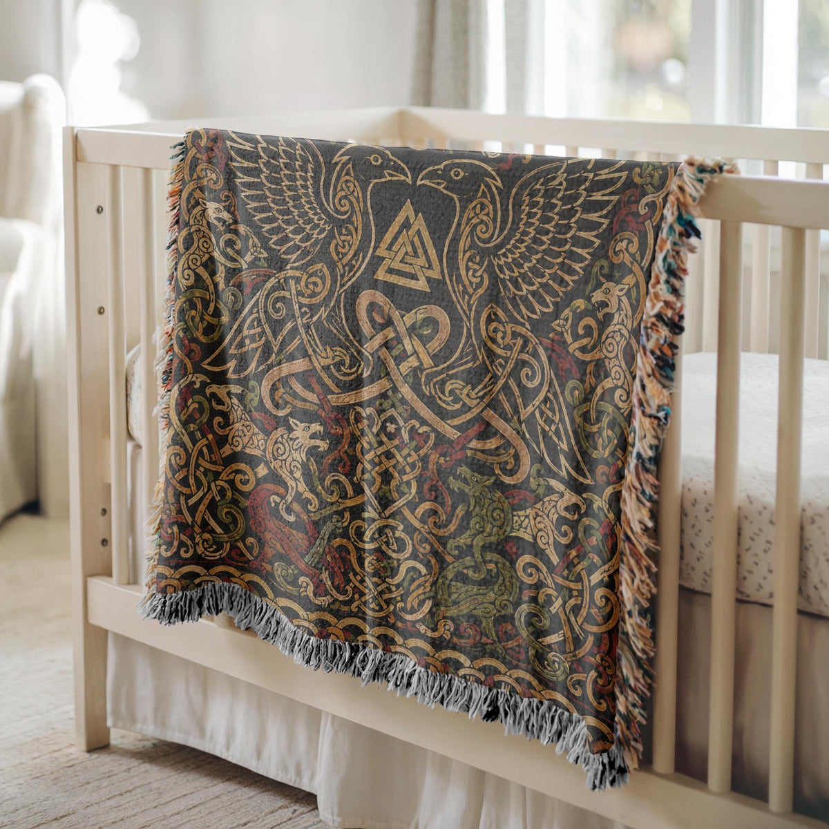Odin Ravens Woven Blanket
