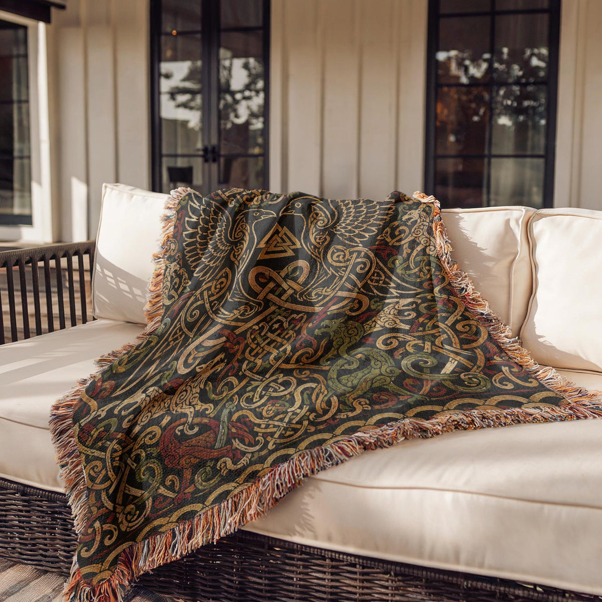 Odin Ravens Woven Blanket