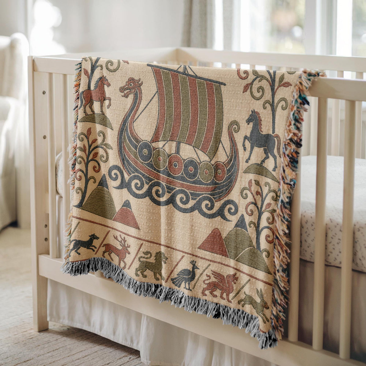 Viking Ship Woven Blanket