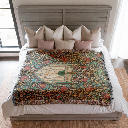 Green Dome Mosque Woven Blanket