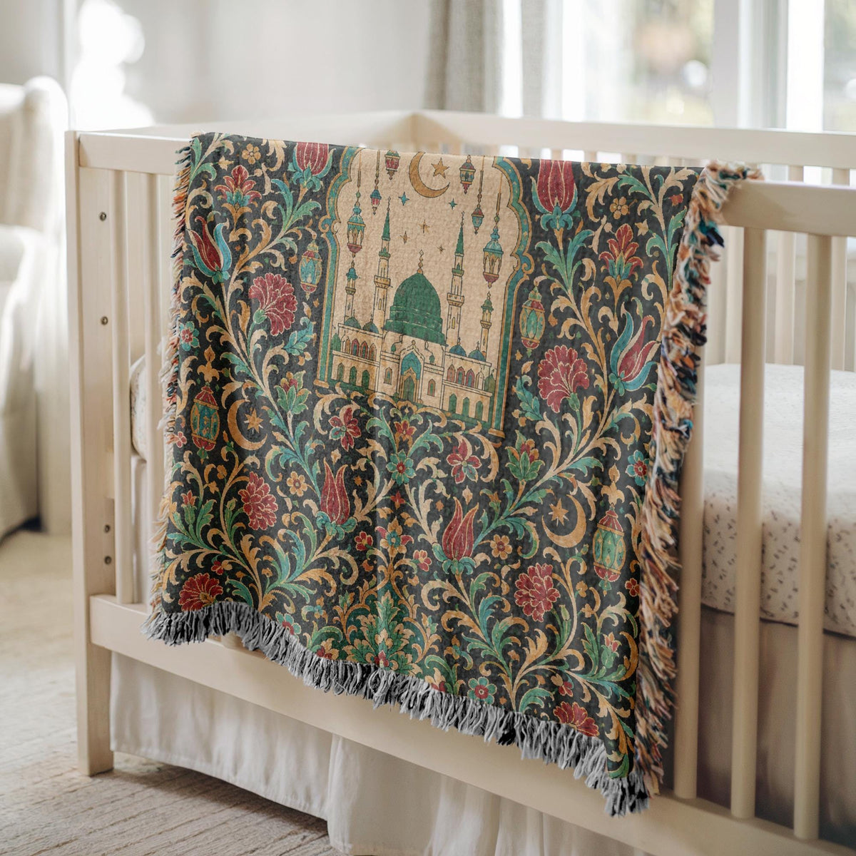 Green Dome Mosque Woven Blanket