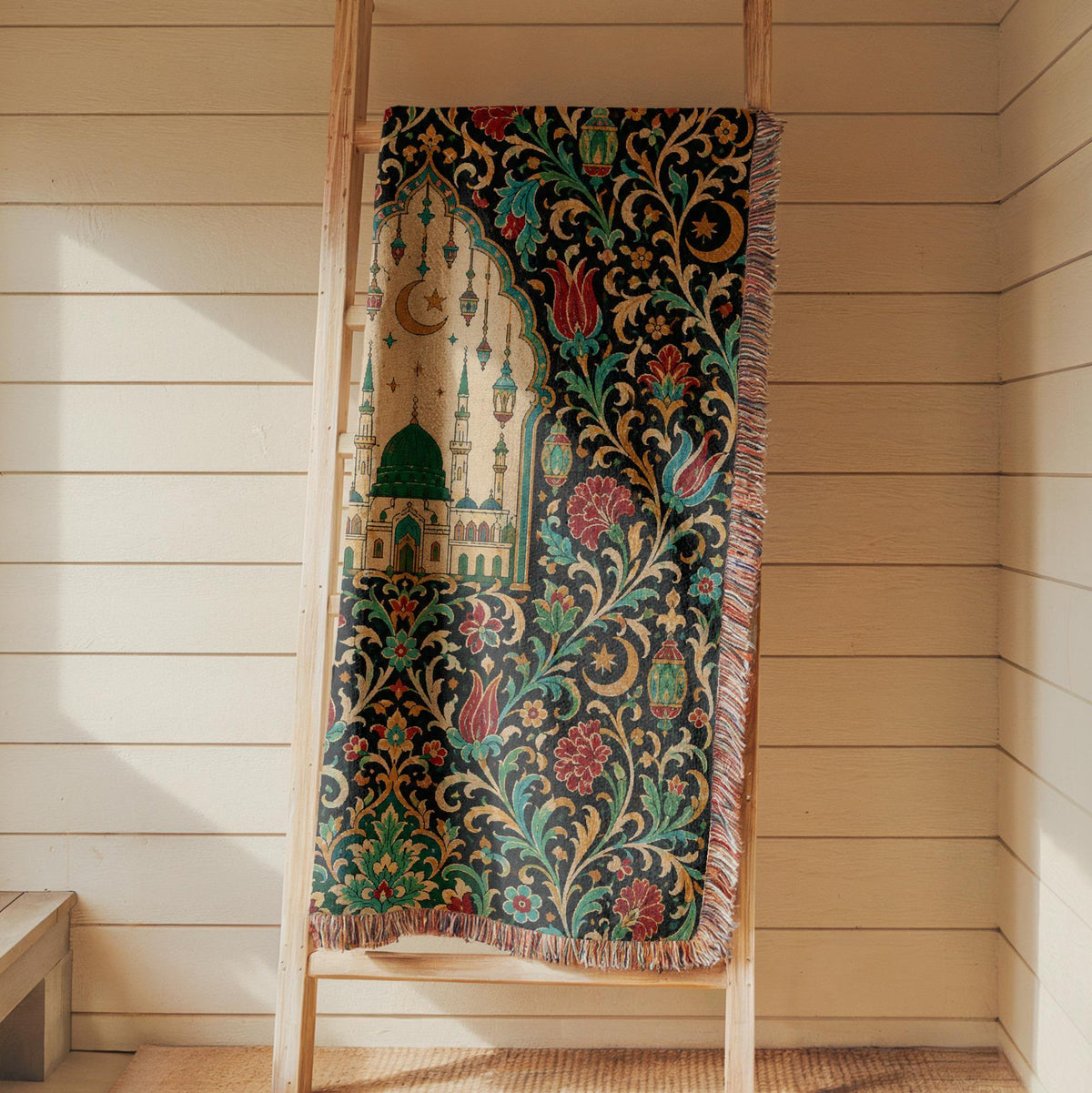 Green Dome Mosque Woven Blanket