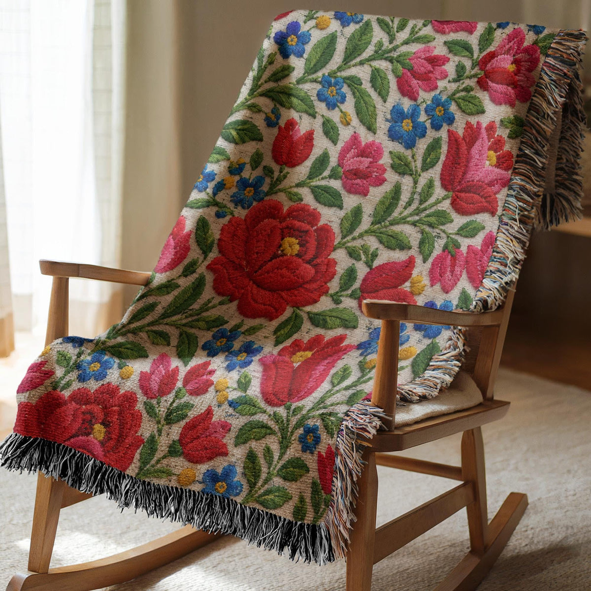 Hungarian Folk Woven Blanket