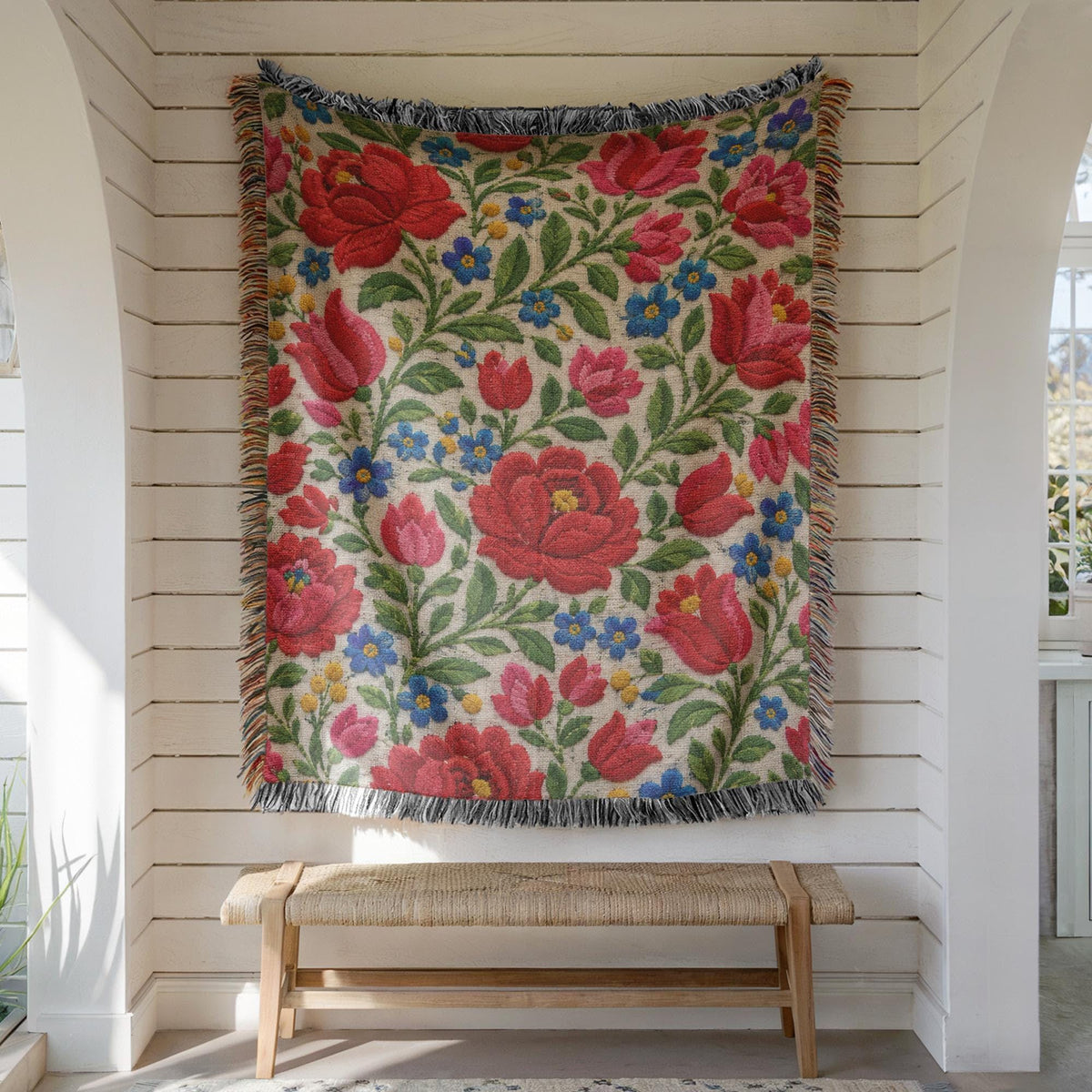 Hungarian Folk Woven Blanket