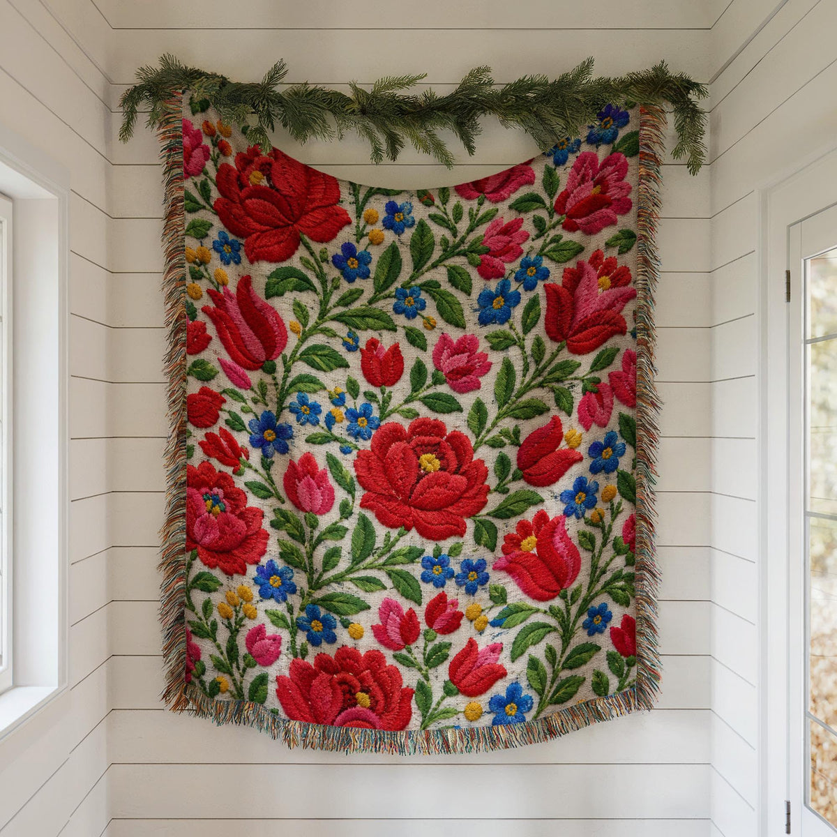 Hungarian Folk Woven Blanket