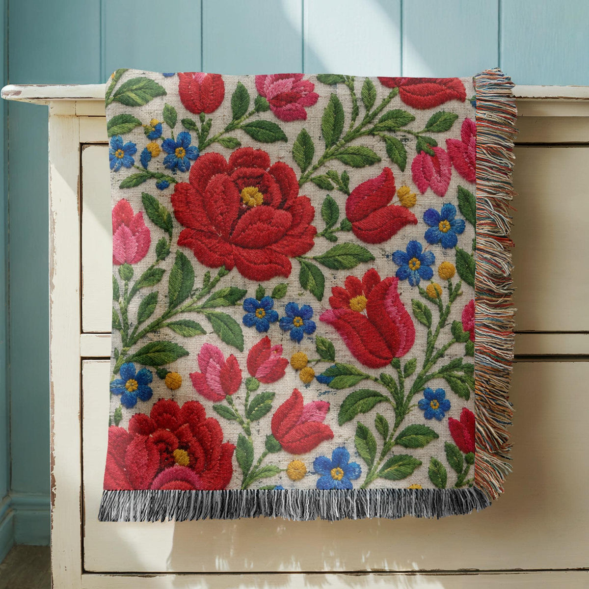 Hungarian Folk Woven Blanket