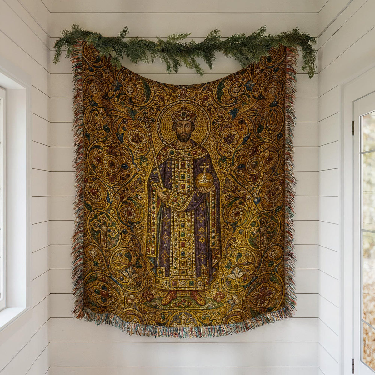 Byzantine Emperor Woven Blanket