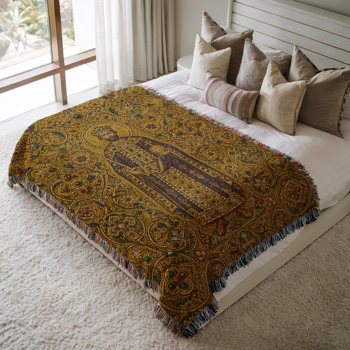 Byzantine Emperor Woven Blanket