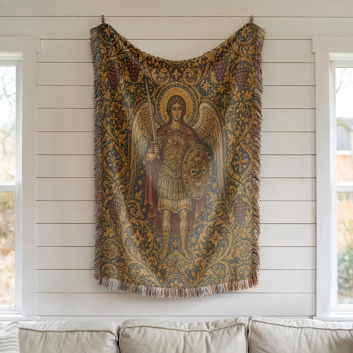 Archangel Michael Woven Blanket