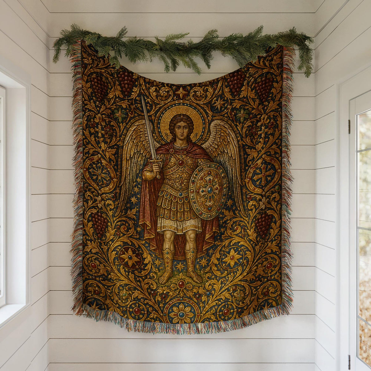 Archangel Michael Woven Blanket