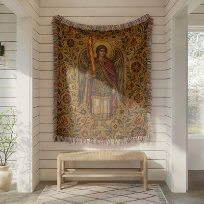 Archangel Michael Woven Blanket