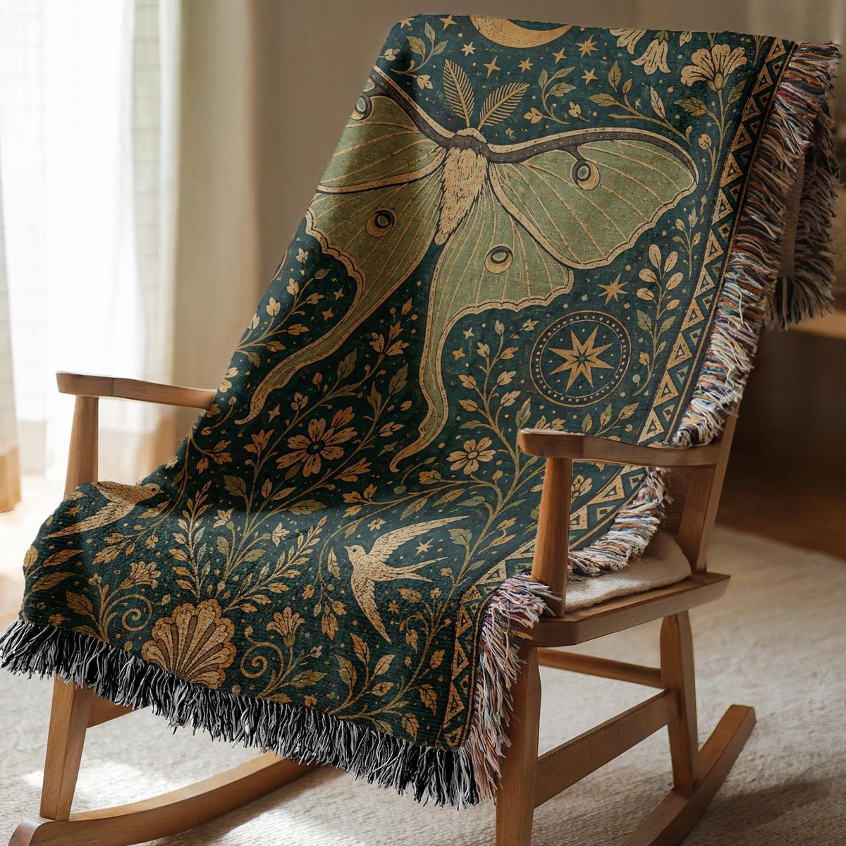 Luna Moth Woven Blanket