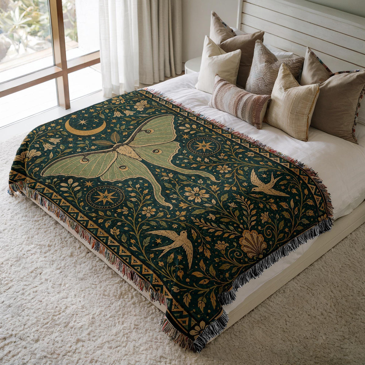 Luna Moth Woven Blanket