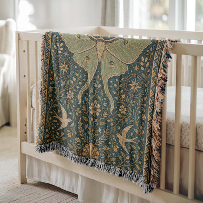 Luna Moth Woven Blanket