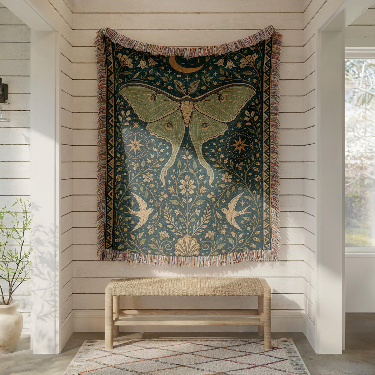 Luna Moth Woven Blanket