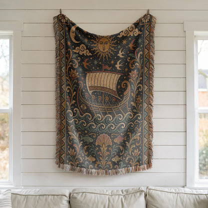 Greek Ship Woven Blanket