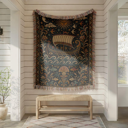 Greek Ship Woven Blanket