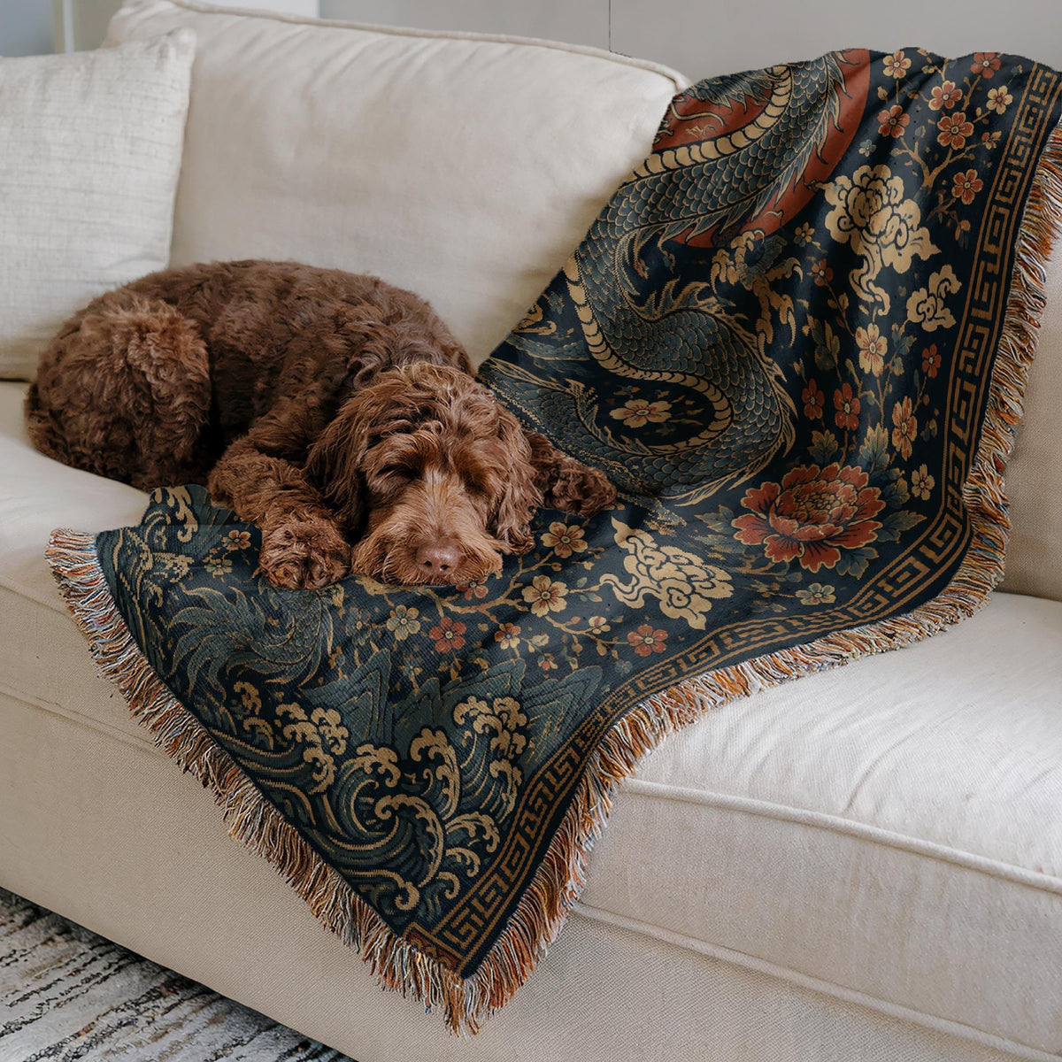 Chinese Dragon Woven Blanket