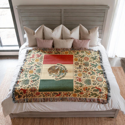 Mexico Flag Woven Blanket