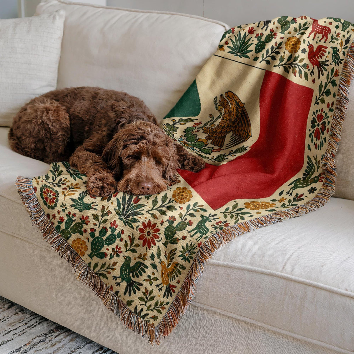 Mexico Flag Woven Blanket