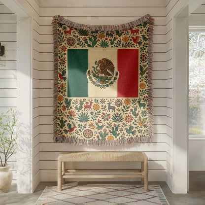 Mexico Flag Woven Blanket