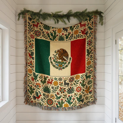 Mexico Flag Woven Blanket