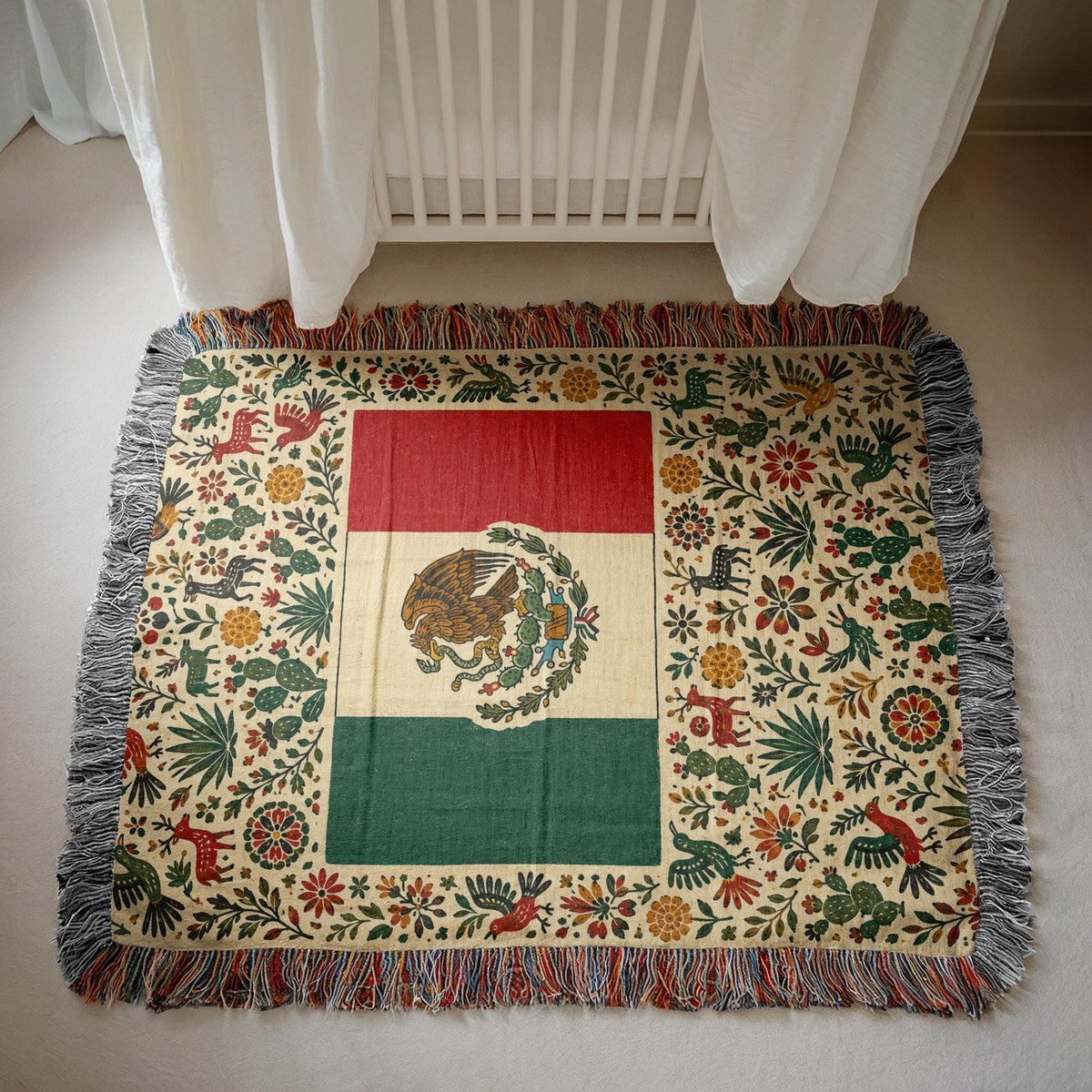 Mexico Flag Woven Blanket