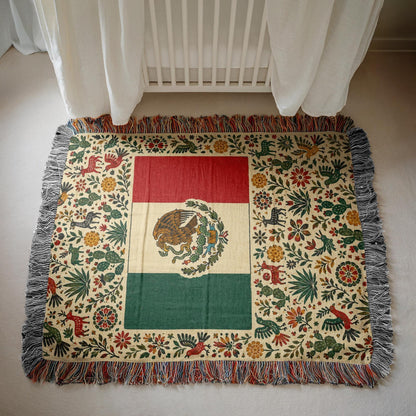Mexico Flag Woven Blanket