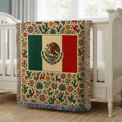 Mexico Flag Woven Blanket