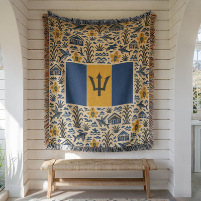 Barbados Flag Woven Blanket