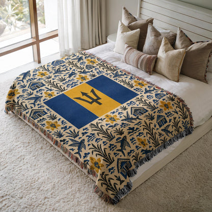 Barbados Flag Woven Blanket