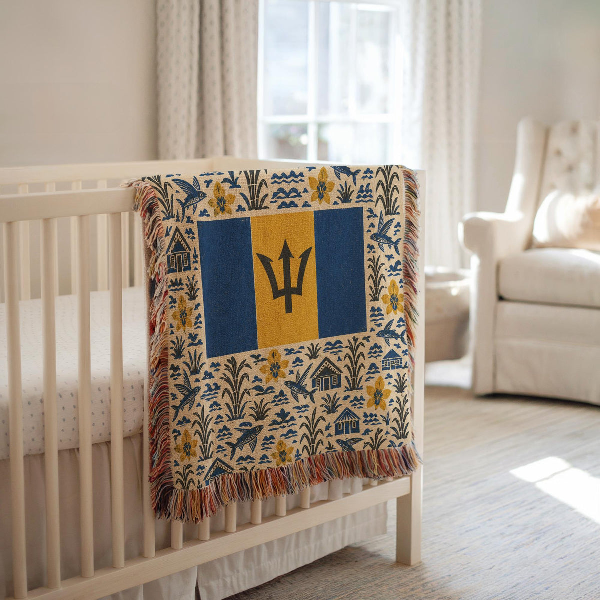 Barbados Flag Woven Blanket