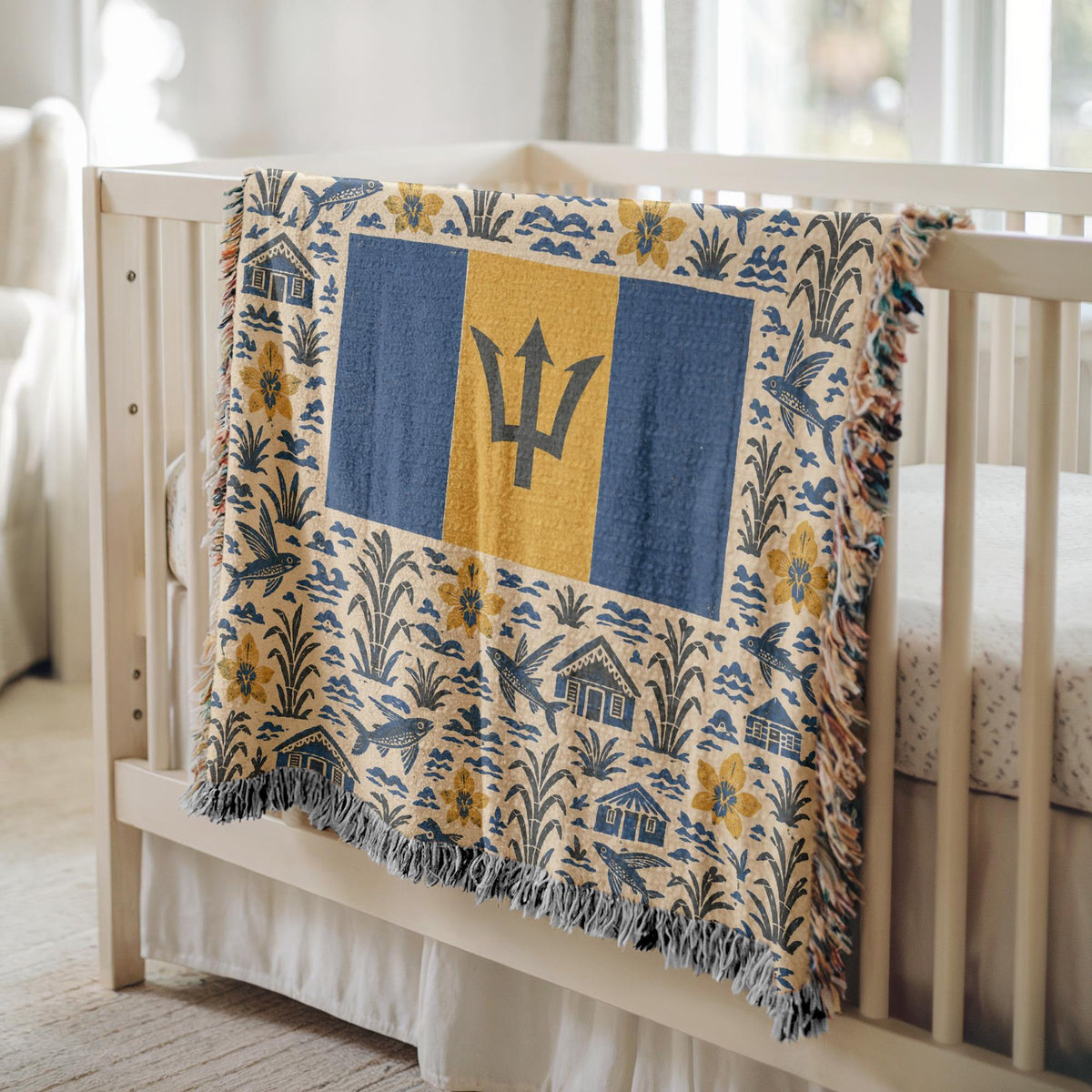 Barbados Flag Woven Blanket