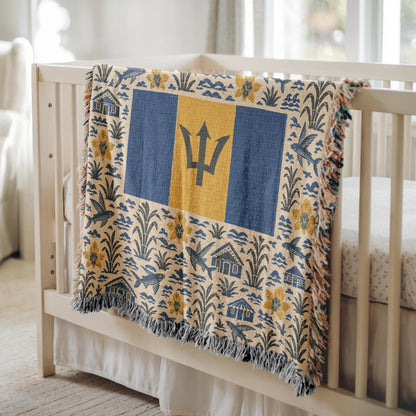 Barbados Flag Woven Blanket