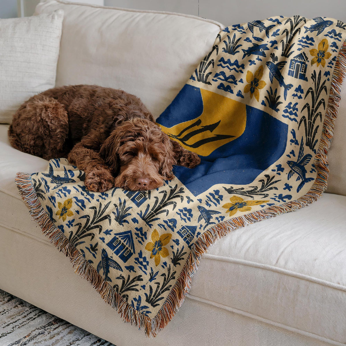Barbados Flag Woven Blanket